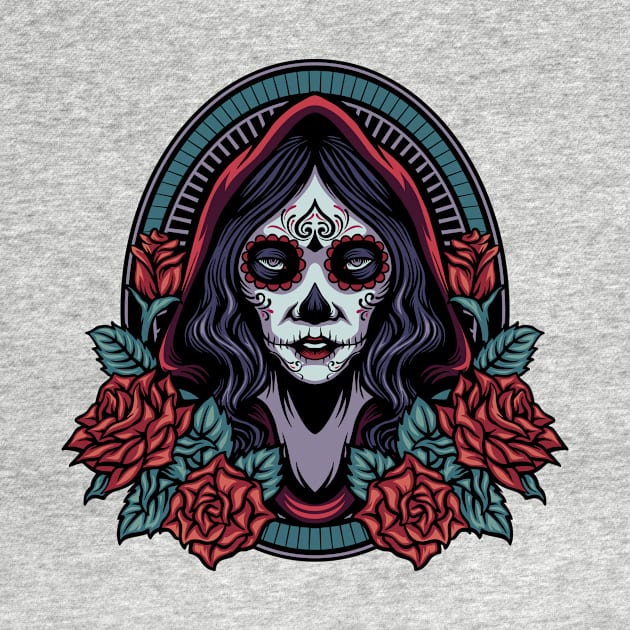 Dia de los Muertos Woman with Roses by SLAG_Creative